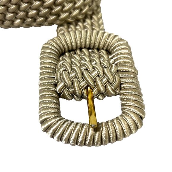 Liz Claiborne braided beige & cream satin synthetic braid woven belt size M - Picture 2 of 6